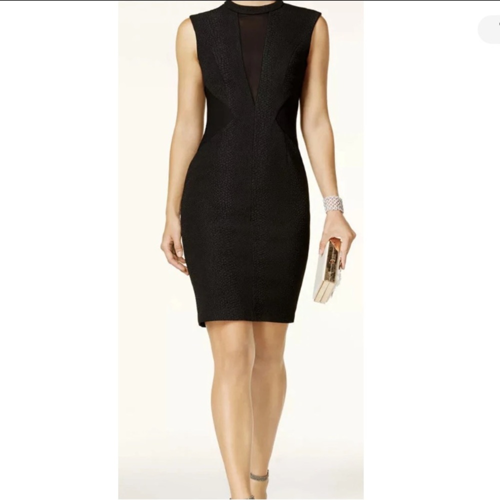 Bardot Black Faux Leather Panel Bodycon Dress Sleeveless Size US 10